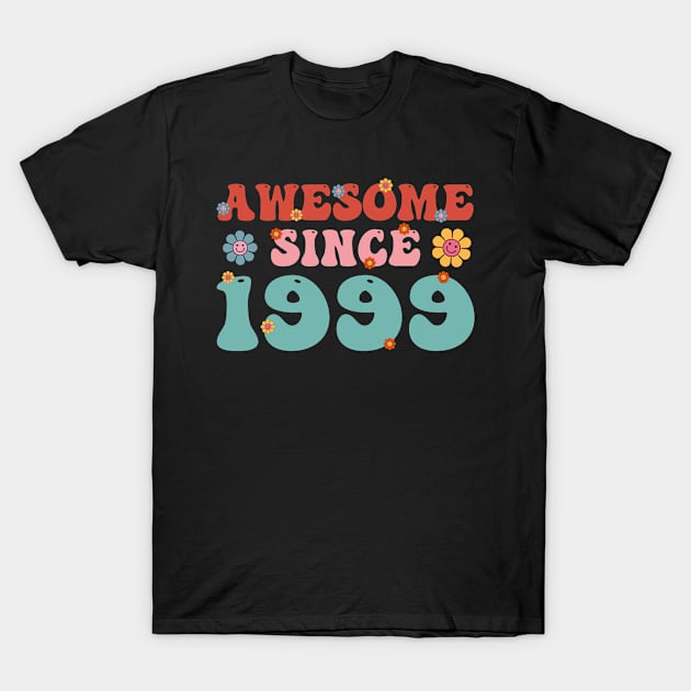 Awesome Since 1999 Groovy Birthday T-Shirt by DenseMerch